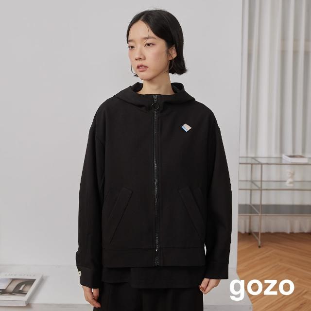 【gozo】雙口袋異材質造型連帽夾克(兩色)