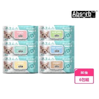【Absorb Plus】寵物抗菌濕紙巾80抽(6包組)