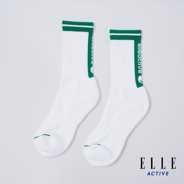 【ELLE ACTIVE】男女適穿 運動休閒中筒襪-綠色(EA24M2FS201#45)