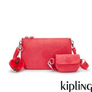 【KIPLING官方旗艦館】（網路獨家款）鮮豔寶石紅附小包造型斜背包-EVELYNA