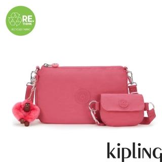 【KIPLING官方旗艦館】（網路獨家款）泡泡粉紅色附小包造型斜背包-EVELYNA