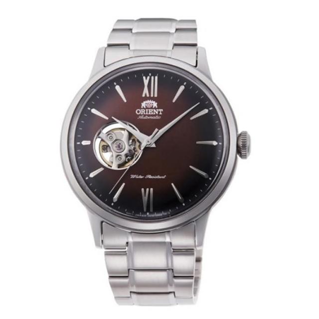 【ORIENT 東方錶】官方授權T2 鏤空機械錶 鋼帶款 咖啡色-40.5mm(RA-AG0027Y)