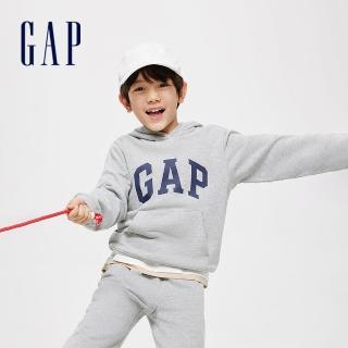 【GAP】男童裝 Logo帽T-灰色(400075)
