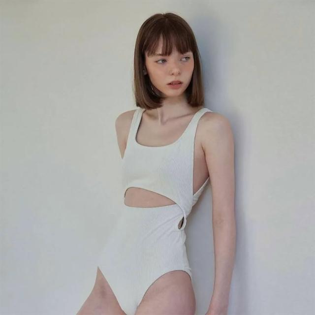 【SeasonsBikini】正韓製奶白造型連身泳衣 -KSS59(正韓奶白連身泳衣游泳課泳衣)