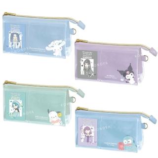 【小禮堂】Sanrio 三麗鷗 透明雙層筆袋 - 眨眼款 酷洛米 大耳狗 帕帢狗 人魚漢頓(平輸品)