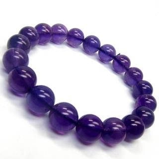 【小樂珠寶】頂級濃紫色紫水晶 11-12mm冰透手珠手鍊少有大粒徑款DD38(頂級開運能量水晶首選款)