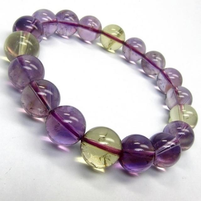 【小樂珠寶】頂級紫黃晶 水晶手珠手鍊少有大粒徑款Q60(雙水晶雙能量招財)