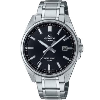 【CASIO 卡西歐】卡西歐 EDIFICE 簡約石英鋼帶錶-黑(EFV-150D-1A)