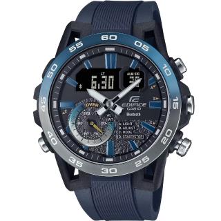 【CASIO 卡西歐】卡西歐 EDIFICE大錶徑藍芽賽車膠帶錶-漸層藍(ECB-40NP-1A)