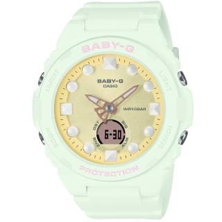 【CASIO 卡西歐】卡西歐Baby-G 鬧鈴多時區雙顯錶-粉綠(BGA-320FH-3A 台灣公司貨)