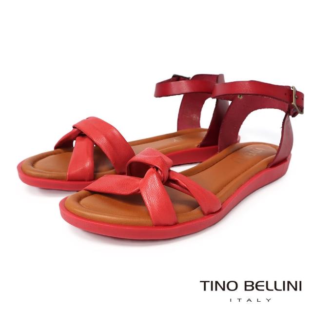 【TINO BELLINI 貝里尼】西班牙進口全真皮扭結涼鞋FSJV006(玫瑰粉)