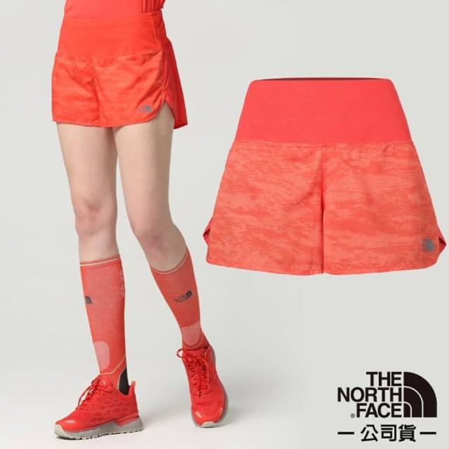 【The North Face】女款 FlashDry 閃電吸排透氣防潑水運動短褲.快乾短褲.慢跑褲(3F1K 珊瑚紅 V)