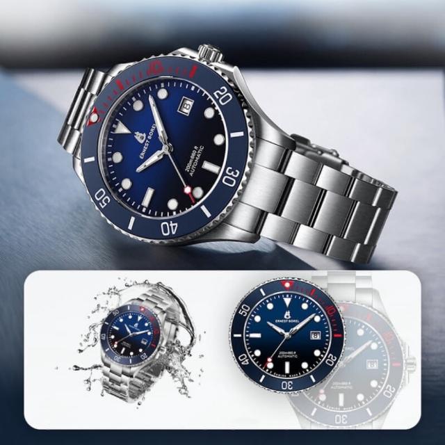 【E.BOREL 依波路】睿智系列 陶瓷潛水機械錶/藍面42mm(N0735G0B-MC6S)
