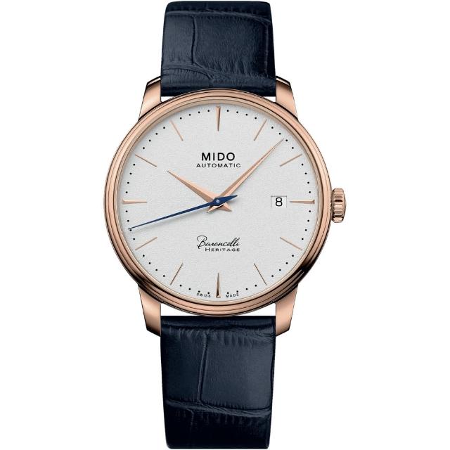 【MIDO 美度】官方授權 BARONCELLI 簡約超薄機械腕錶-白x黑39.5mm   母親節(M0274073626100)