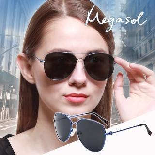 【MEGASOL】紳士款UV400偏光太陽眼鏡(高質感金屬純手工鏡架P52任選)