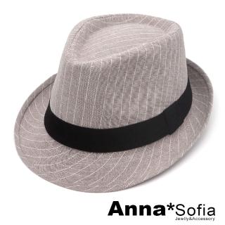【AnnaSofia】防曬遮陽紳士帽爵士帽-璇線條紋 現貨(暖卡其系)