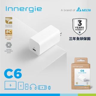 【Innergie】C6 GaN 氮化鎵 60瓦 USB-C 萬用充電器 摺疊版(ADP-60BW NTA-1)