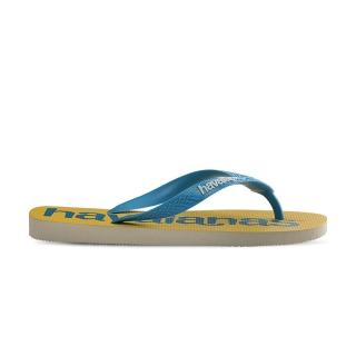 【havaianas 哈瓦仕】Top Logomania 2 男鞋 女鞋 黃藍色 大LOGO 拖鞋 4145741-0121U