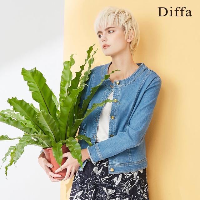 【Diffa】氣質小香風牛仔外套-女(丹寧)