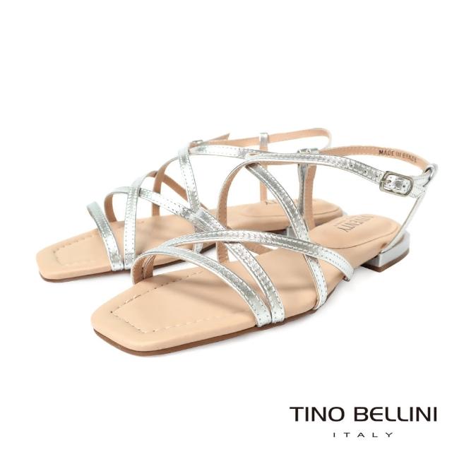 【TINO BELLINI 貝里尼】巴西進口全真皮羅馬涼鞋FSJV004(銀色)