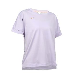 【MIZUNO 美津濃】女短袖T恤-上衣 休閒 慢跑 咖啡紗 紫玫瑰金粉(32TAB20268)