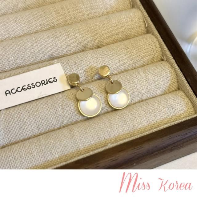 【MISS KOREA】韓國設計S925銀針浪漫幾何小圓片造型耳環(S925銀針耳環 幾何耳環 圓片耳環)