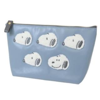 【小禮堂】Snoopy 史努比 船型收納包 - 藍表情款(平輸品)
