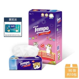 【TEMPO】貓福珊迪限量款 4層輕巧包面紙 90抽x5包x2串+濕巾袖珍包*1包（款式隨機）