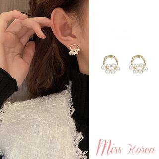 【MISS KOREA】韓國設計S925銀針復古巴洛克不規則圈圈珍珠造型耳環(S925銀針耳環 圈圈耳環 珍珠耳環)