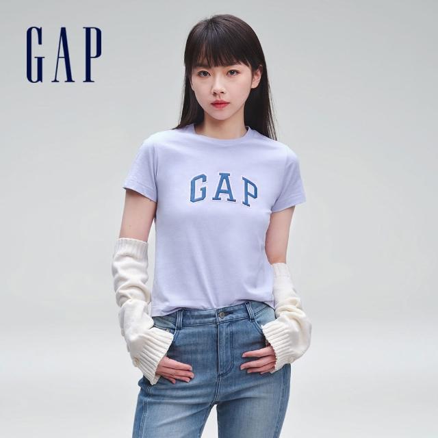 【GAP】女裝 Logo純棉圓領短袖T恤-靛藍色(402168)