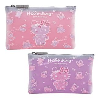 【小禮堂】Sanrio 三麗鷗 Hello Kitty 50週年 矽膠小物收納包(平輸品)