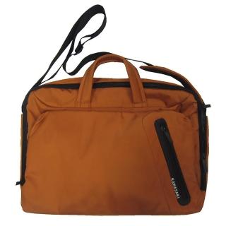 【KAWASAKI】公事包中容量防水尼龍布+皮革可放A4資夾14寸電腦固定護肩長背帶主袋+外袋共三層