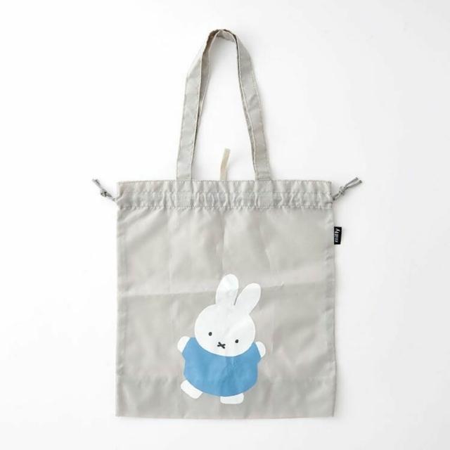 【小禮堂】Miffy 米飛兔 束口環保購物袋 - 藍衣款(平輸品)