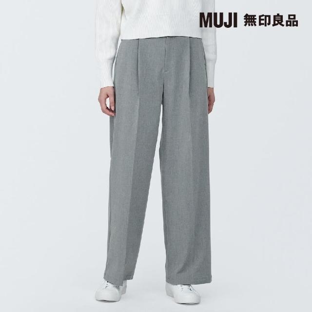 【MUJI 無印良品】女聚酯纖維不易起皺打褶直筒褲(共3色)