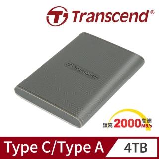 【Transcend 創見】ESD360C 4TB USB3.2/Type C 雙介面行動固態硬碟-古典灰(TS4TESD360C)