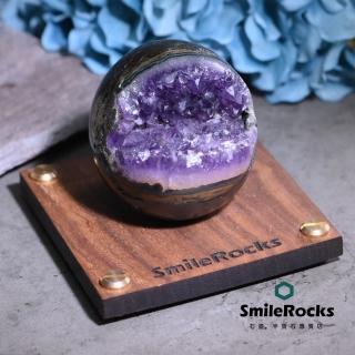 【SmileRocks 石麥】烏拉圭紫晶洞球 直徑6.4cm No.051600278(附SmilePad 9X9底板)