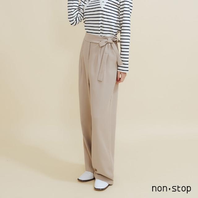【non-stop】質感綁帶落地西裝褲-2色