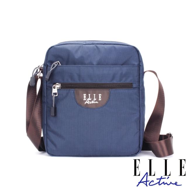 【ELLE active】格紋系列-直式側背包/斜背包-藍色