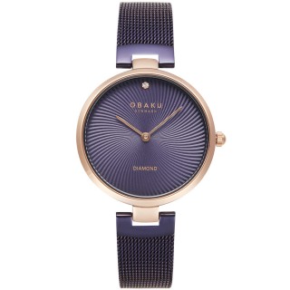 【OBAKU】渦旋幾何時尚腕錶-紫X玫瑰金(V256LXVQMQ)