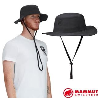 【Mammut 長毛象】Runbold Hat UPF 50+吸濕排汗快乾寬邊登山帽.防曬遮陽圓盤帽(1191-04613-00150 幻影黑)