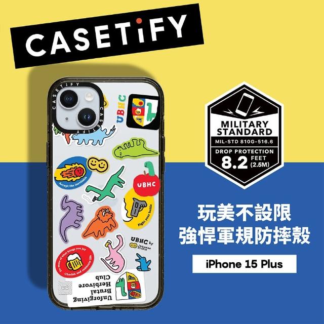 Casetify】iPhone 15 Plus 耐衝擊保護殼-小恐龍貼紙(支援無線充電