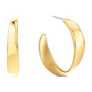 【Calvin Klein 凱文克萊】CK Ethereal Metals C字扭轉穿式耳環(35000534)