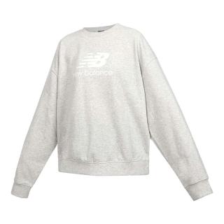 【NEW BALANCE】女長袖T恤-美版 版型偏大 休閒 毛圈 上衣 淺灰白(WT41503AHH)