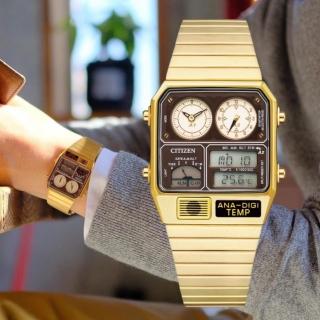 【CITIZEN 星辰】80年代 日本限量古典電子錶/金(JG2103-72X)