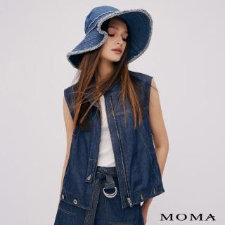 【MOMA】率性壓線牛仔背心(藍色)
