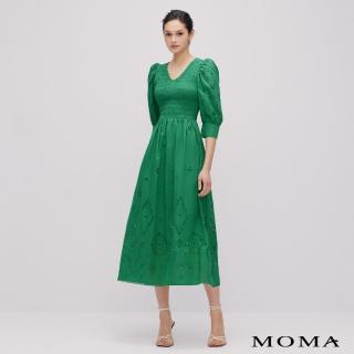 【MOMA】綠色仙境V領蕾絲洋裝(綠色)