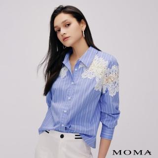 【MOMA】知性蕾絲拼接襯衫(藍色)