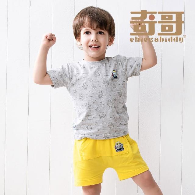 【奇哥官方旗艦】Chic a Bon 男童裝 機器人滿版印花短袖T恤/上衣-灰(1-5歲)