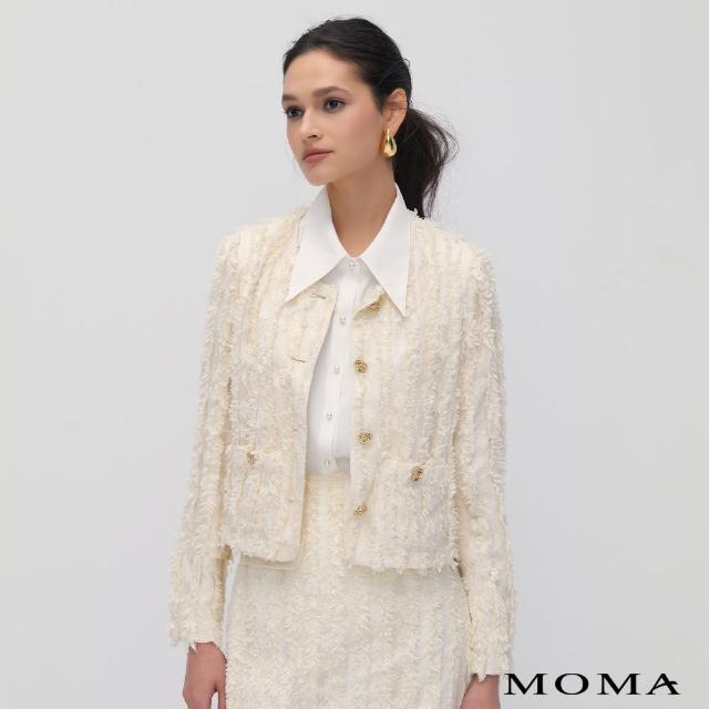 【MOMA】法式蕾絲拼接圓領外套(白色)