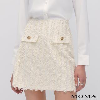 【MOMA】法式蕾絲拼接A-Line短裙(白色)